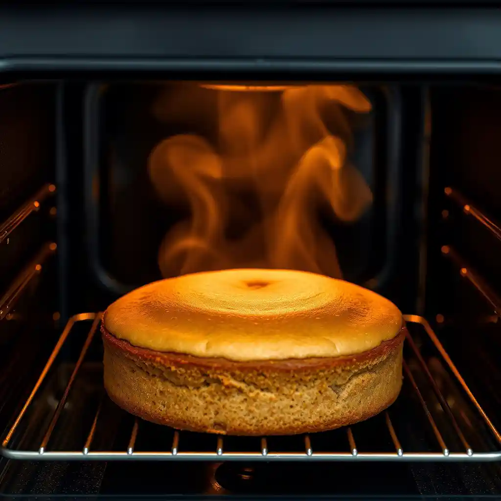 Veganer Kuchen im Ofen beim Backen